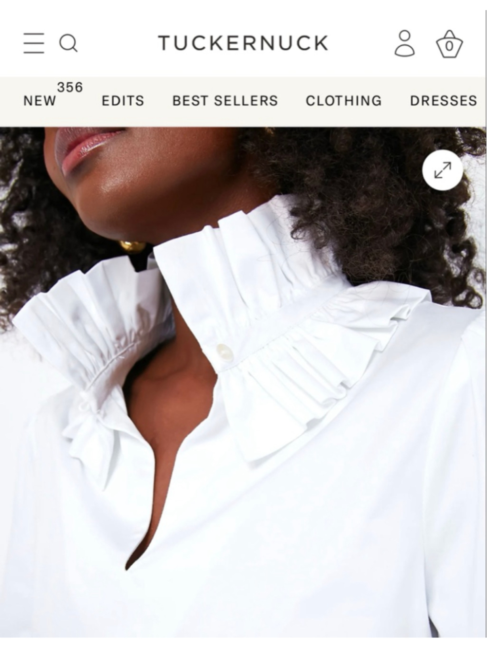 NWT Tuckernuck White Stretch Poplin Ruffle Neck Bouvier Blouse XL